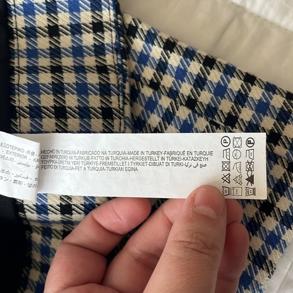 Zara Gingham Mini Skirt XS Blue & White - Picture 10 of 12
